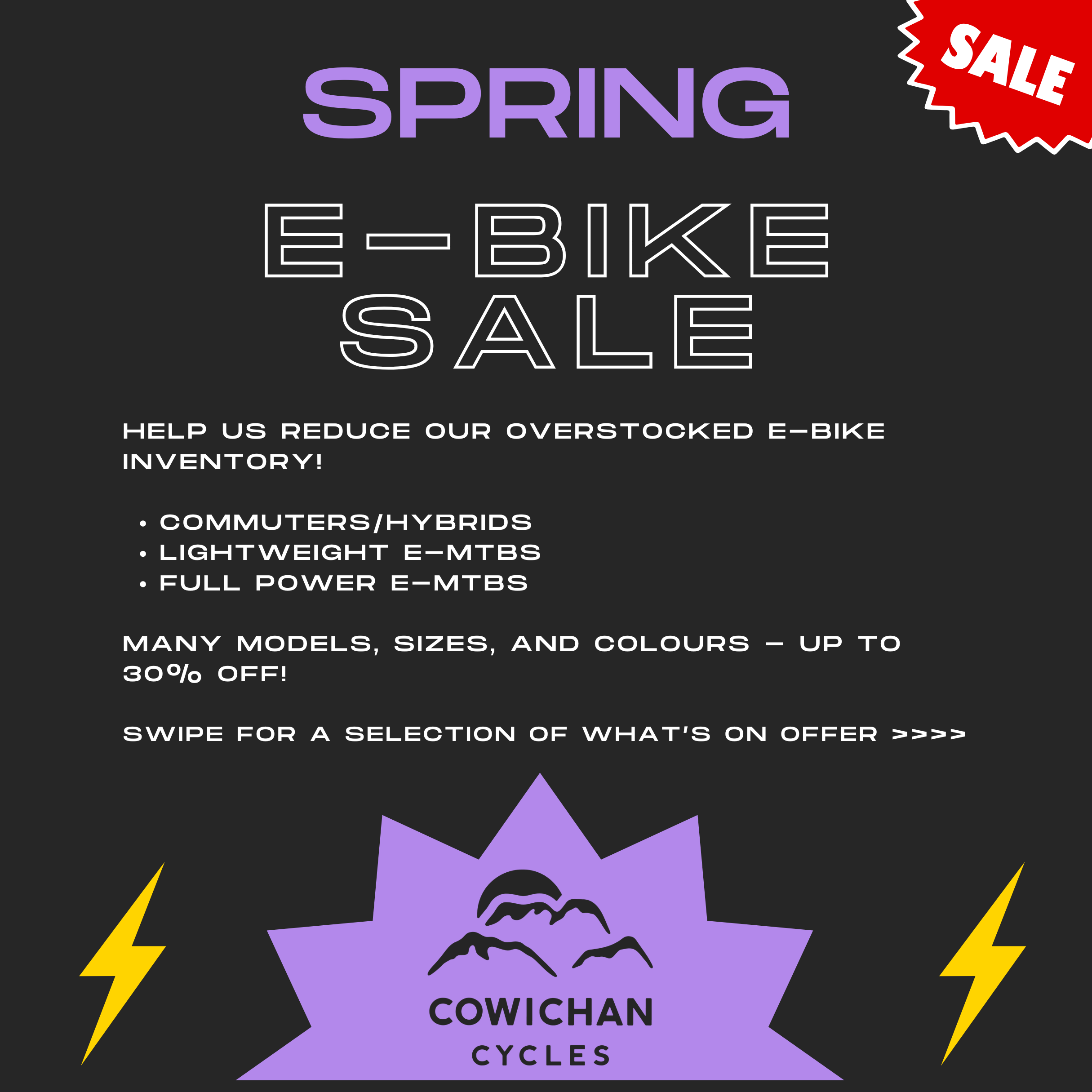 Spring E-bike Sale! Models up to 30% off!