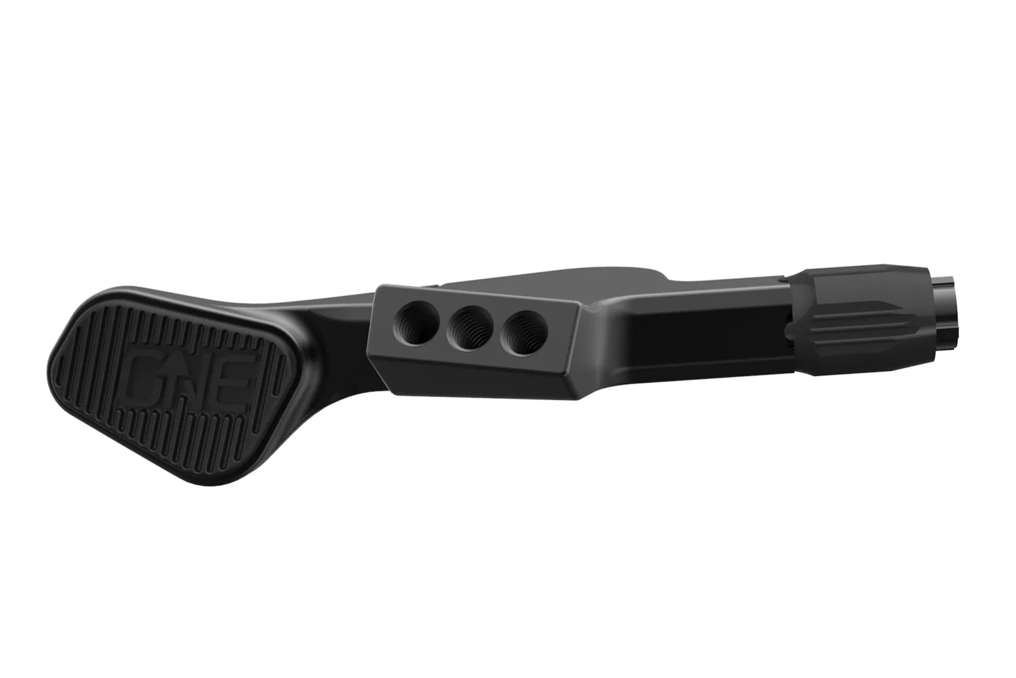 A black OneUp Dropper Post Remote - V3 without clamp for mountain bikes.