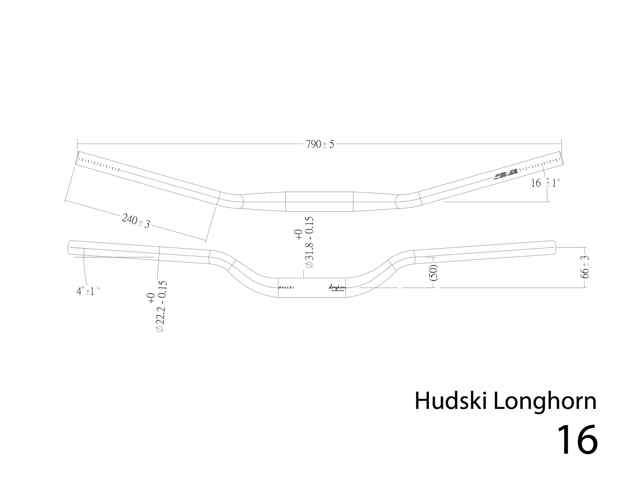 Hudski Longhorn 31.8 diameter 50mm Rise Handlebar